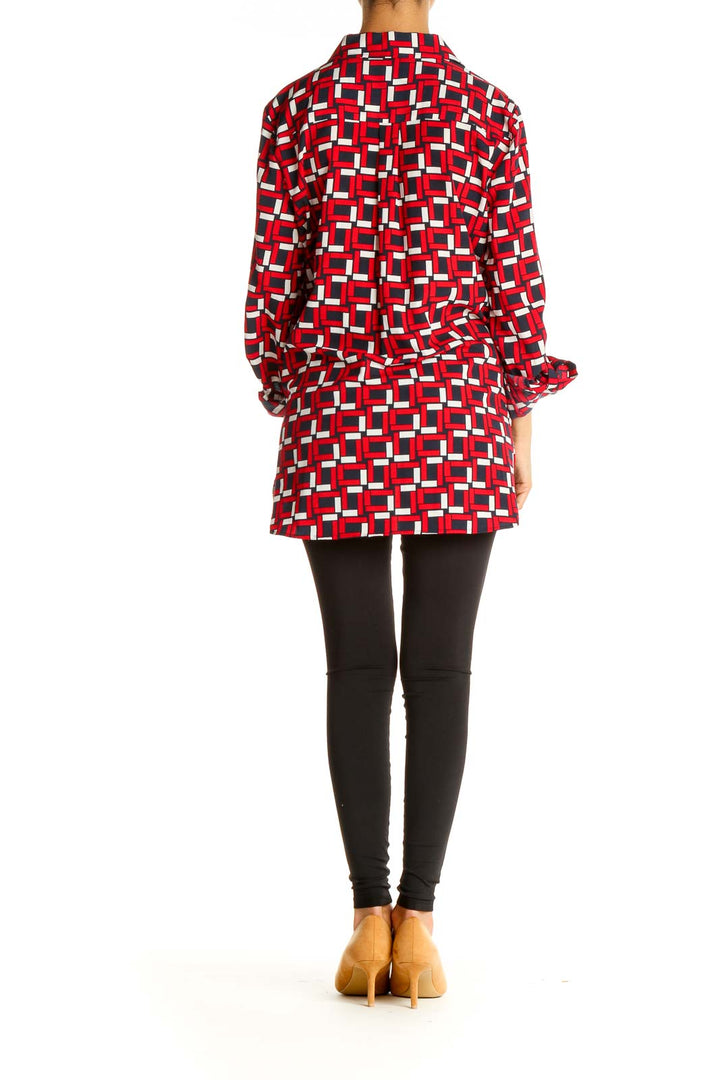 Red Geometric Print All Day Wear Shirt