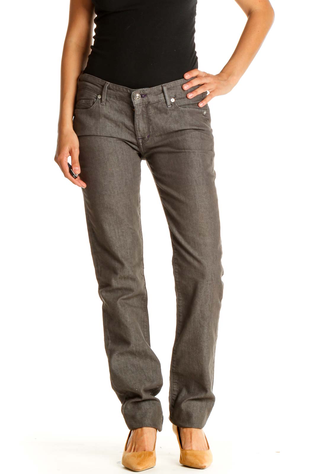 Brown Textured All Day Wear Pants