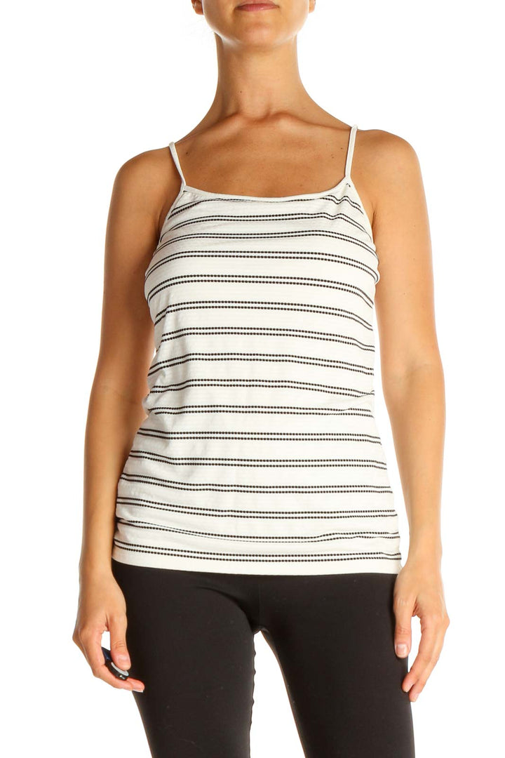 White Striped Casual Top