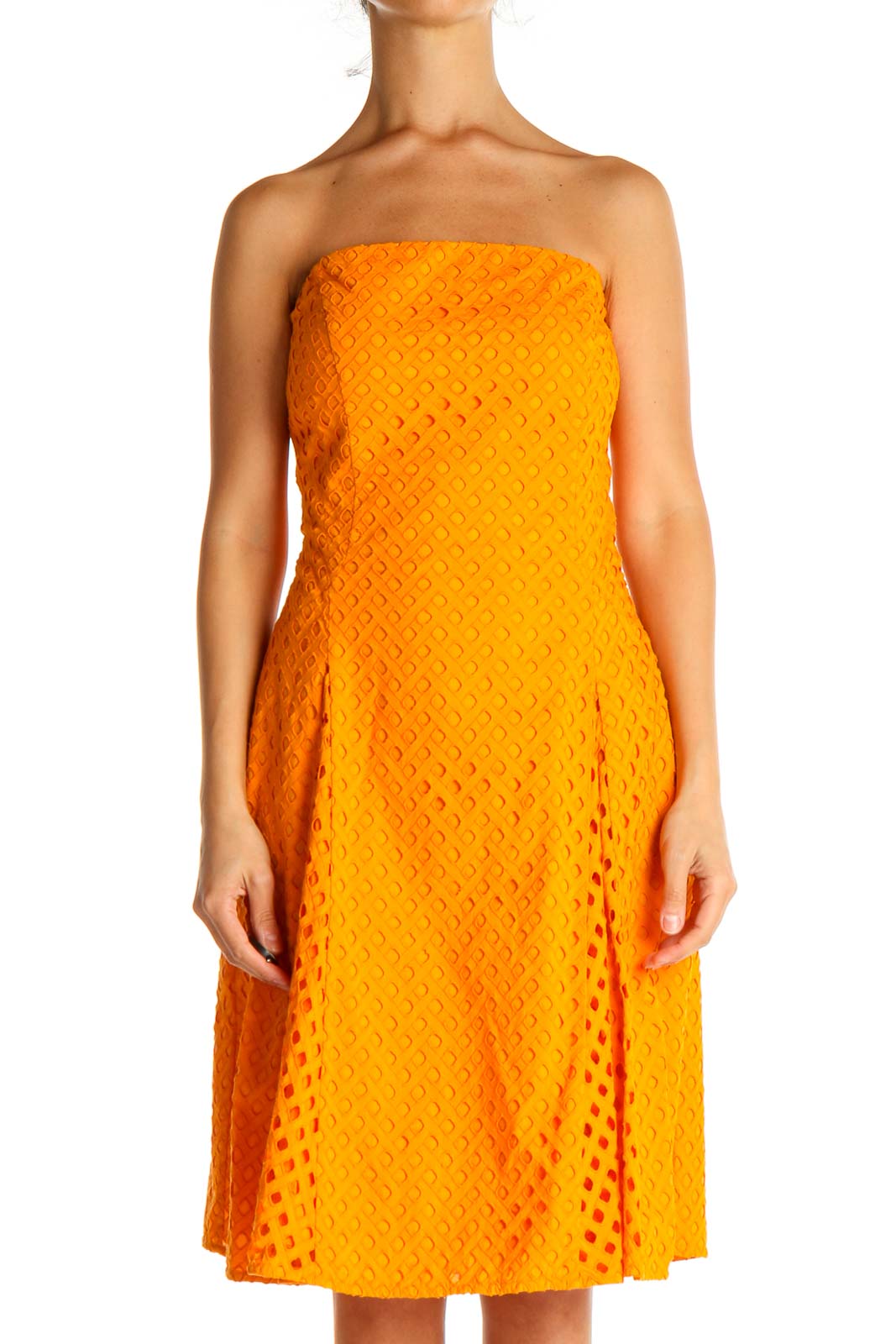 Orange Solid Day Fit & Flare Dress