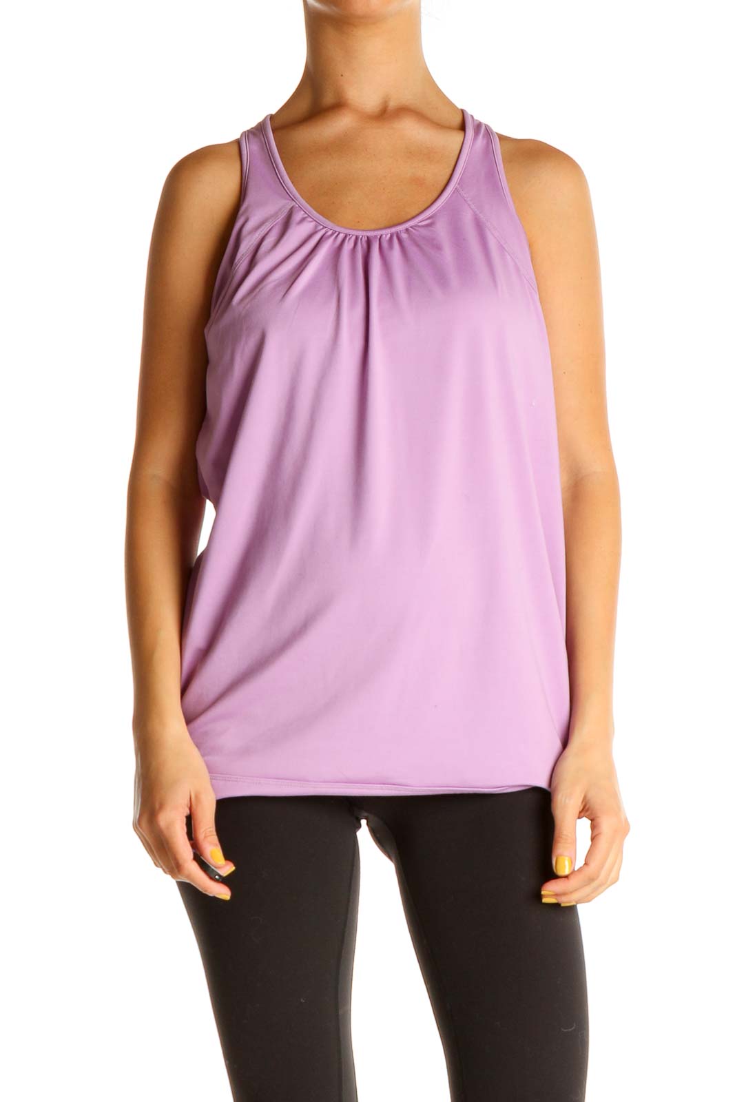 Purple Solid Activewear Tank Top