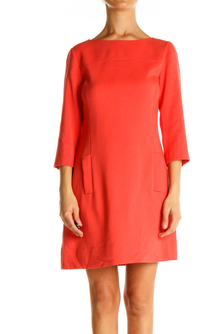 Red Solid Classic Fit & Flare Dress
