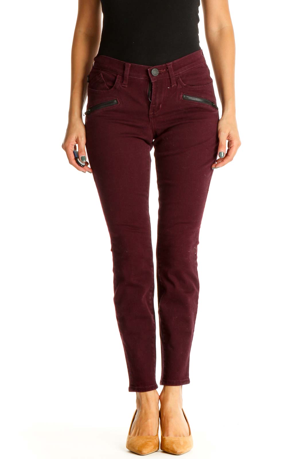 Red Solid All Day Wear Skinny Pants