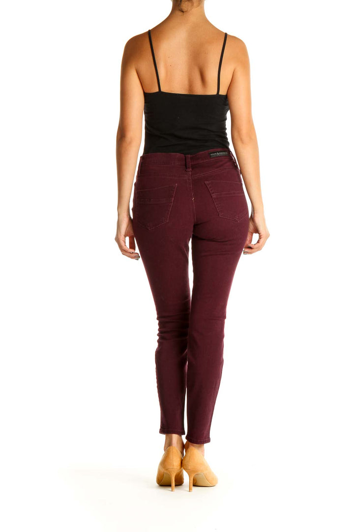 Red Solid All Day Wear Skinny Pants