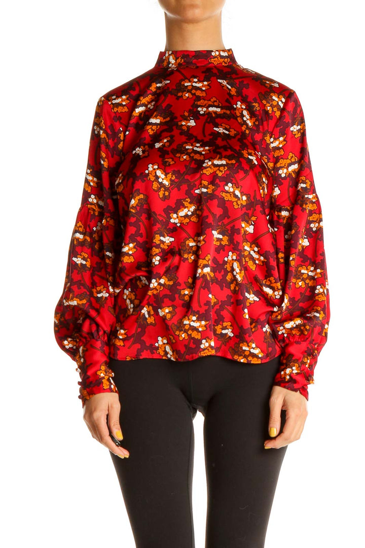 Red Printed Brunch Blouse