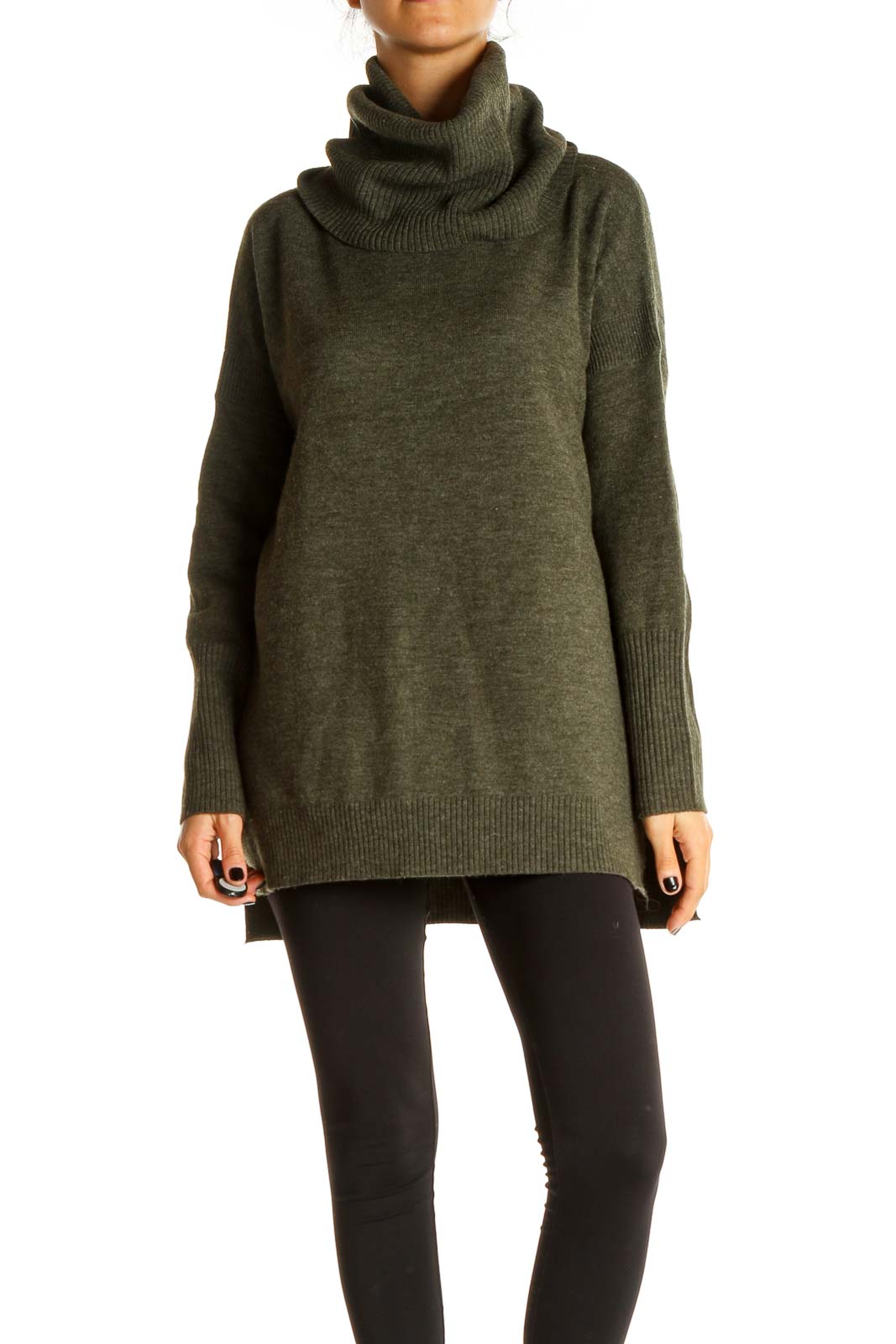 Green Textured Classic Sweater