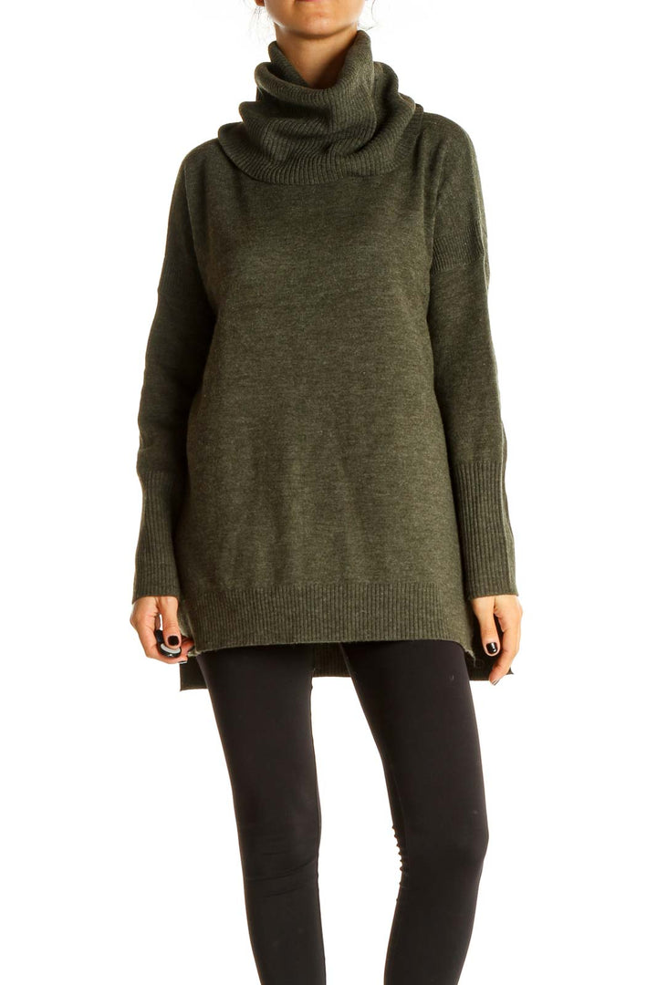 Green Textured Classic Sweater