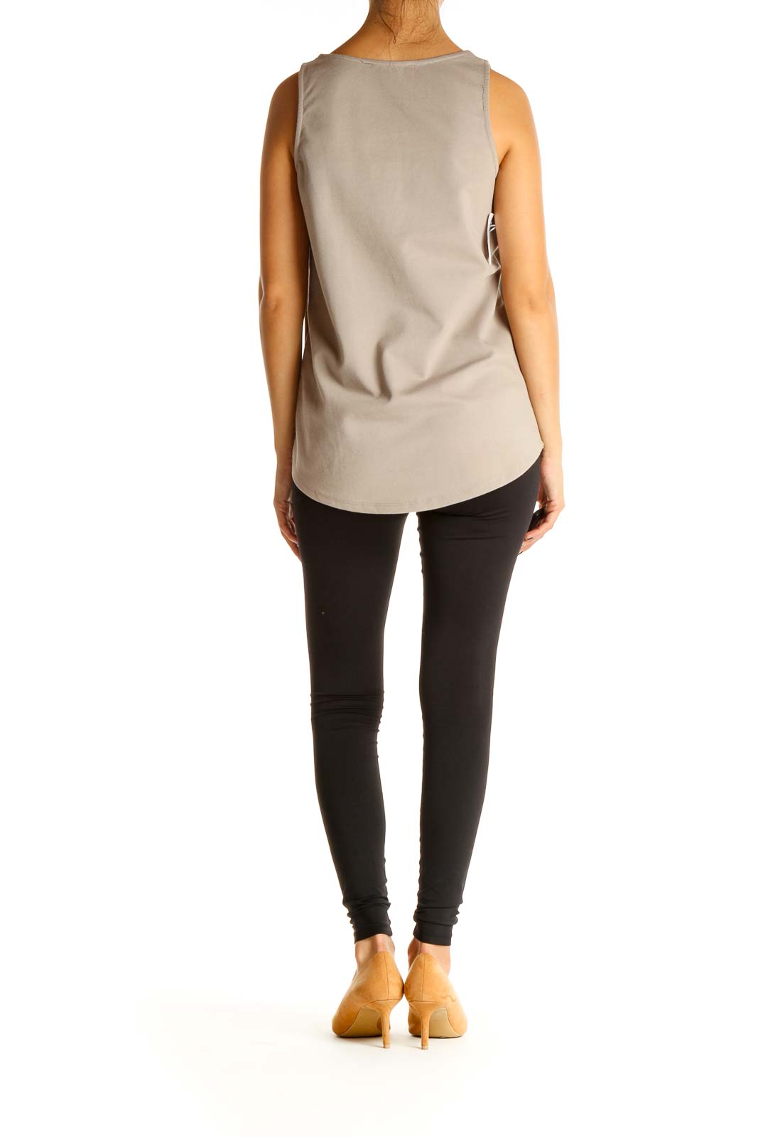 Beige Textured Bohemian Tank Top