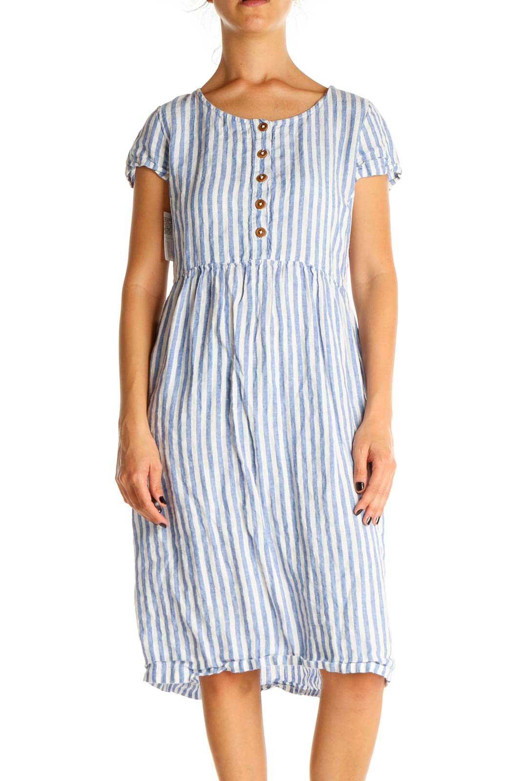 White Striped Day Fit & Flare Dress