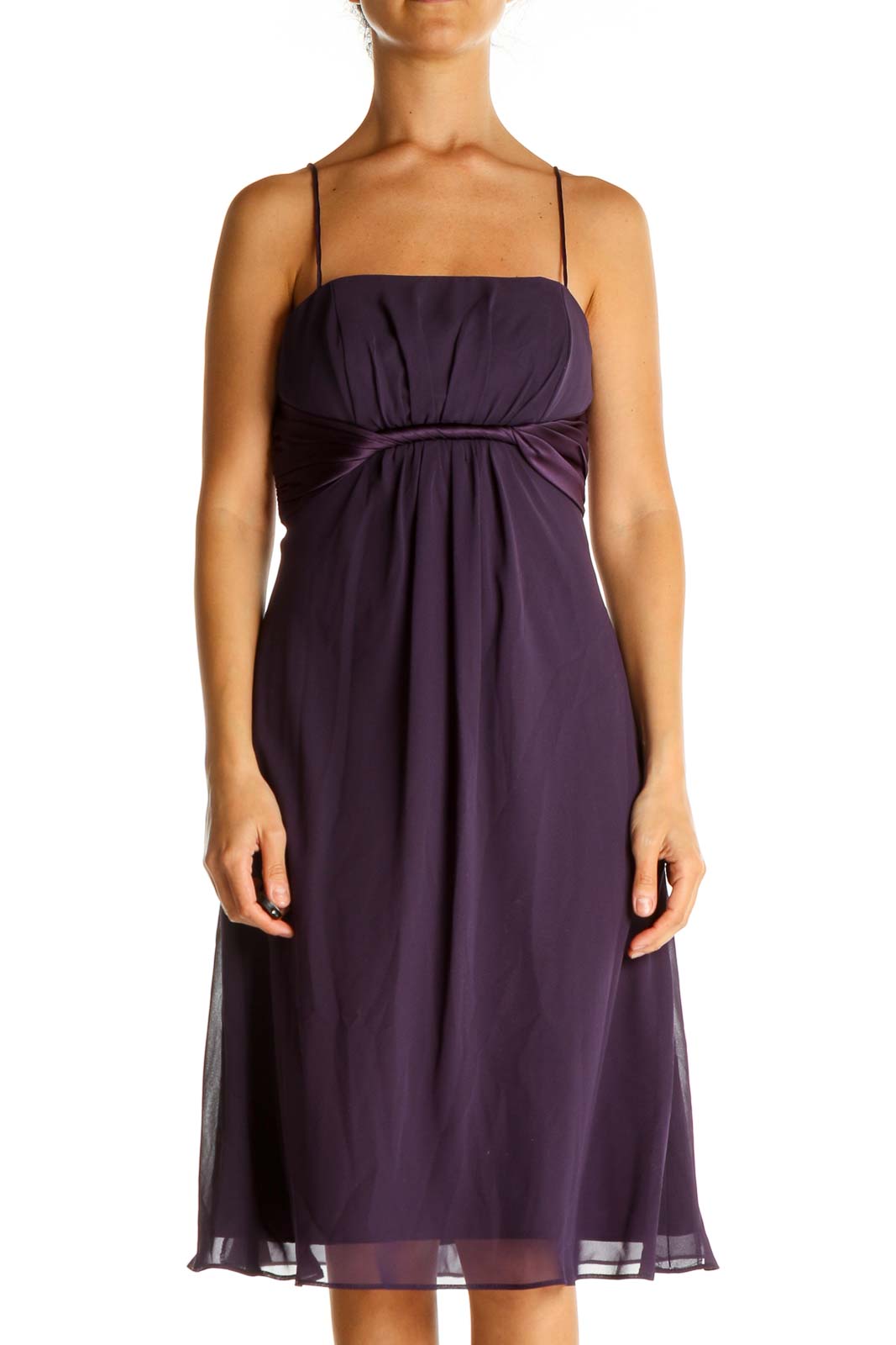 Purple Solid Classic Fit & Flare Dress