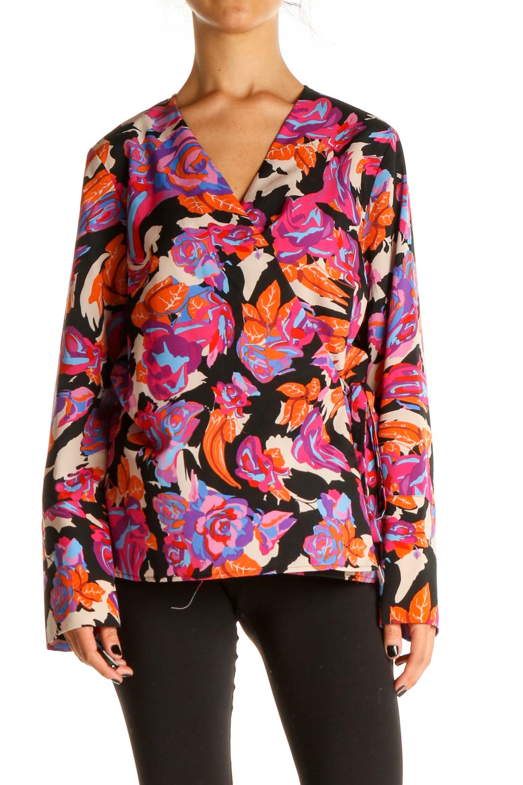 Orange Floral Print All Day Wear Blouse