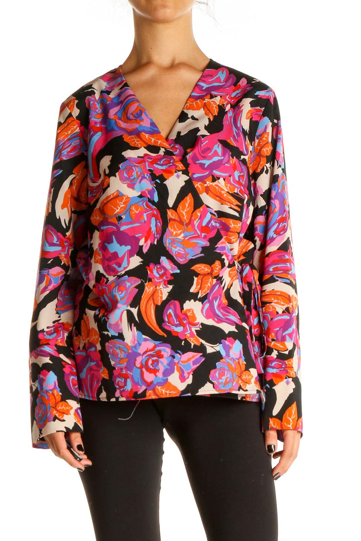 Orange Floral Print All Day Wear Blouse