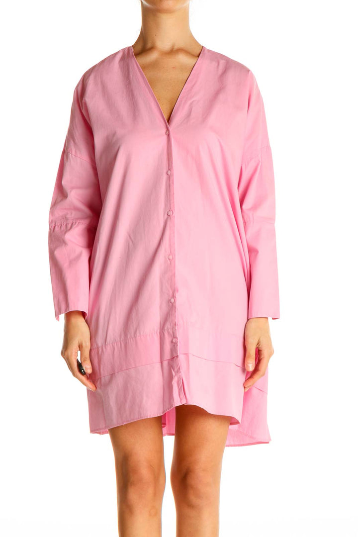 Pink Solid Shift Dress