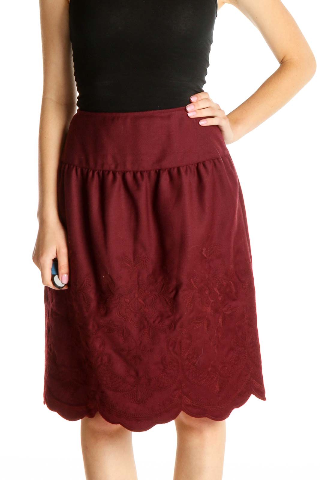 Purple Solid Holiday A-Line Skirt