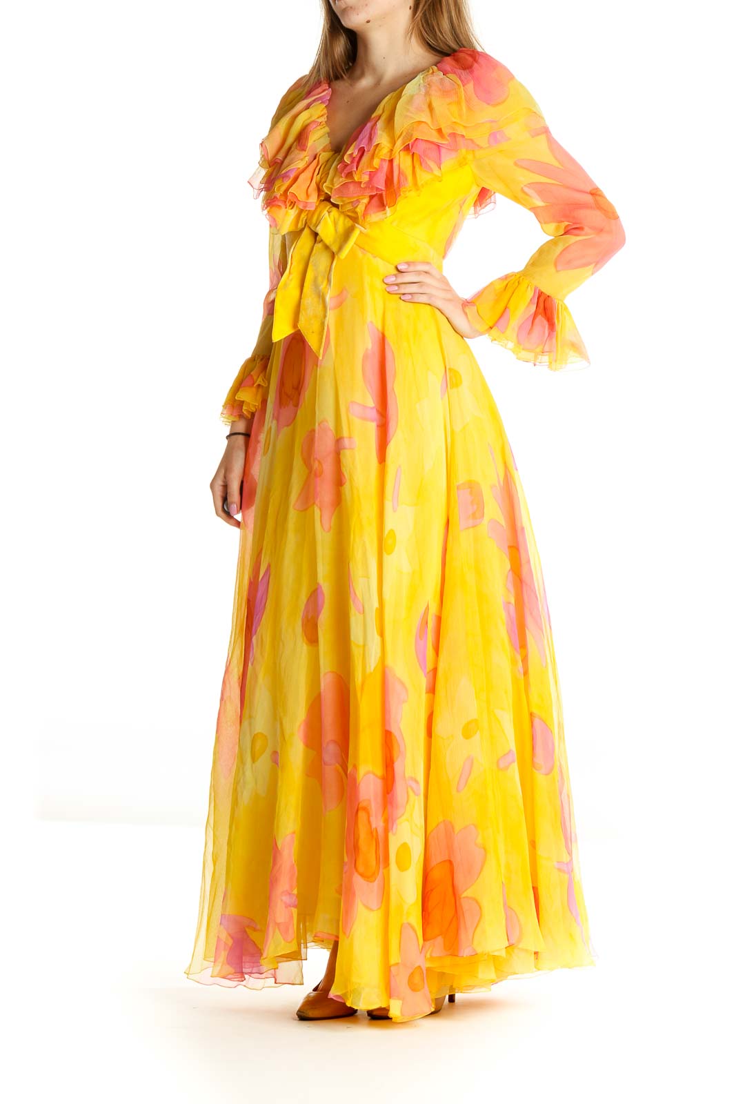 Yellow Floral Retro Fit & Flare Dress