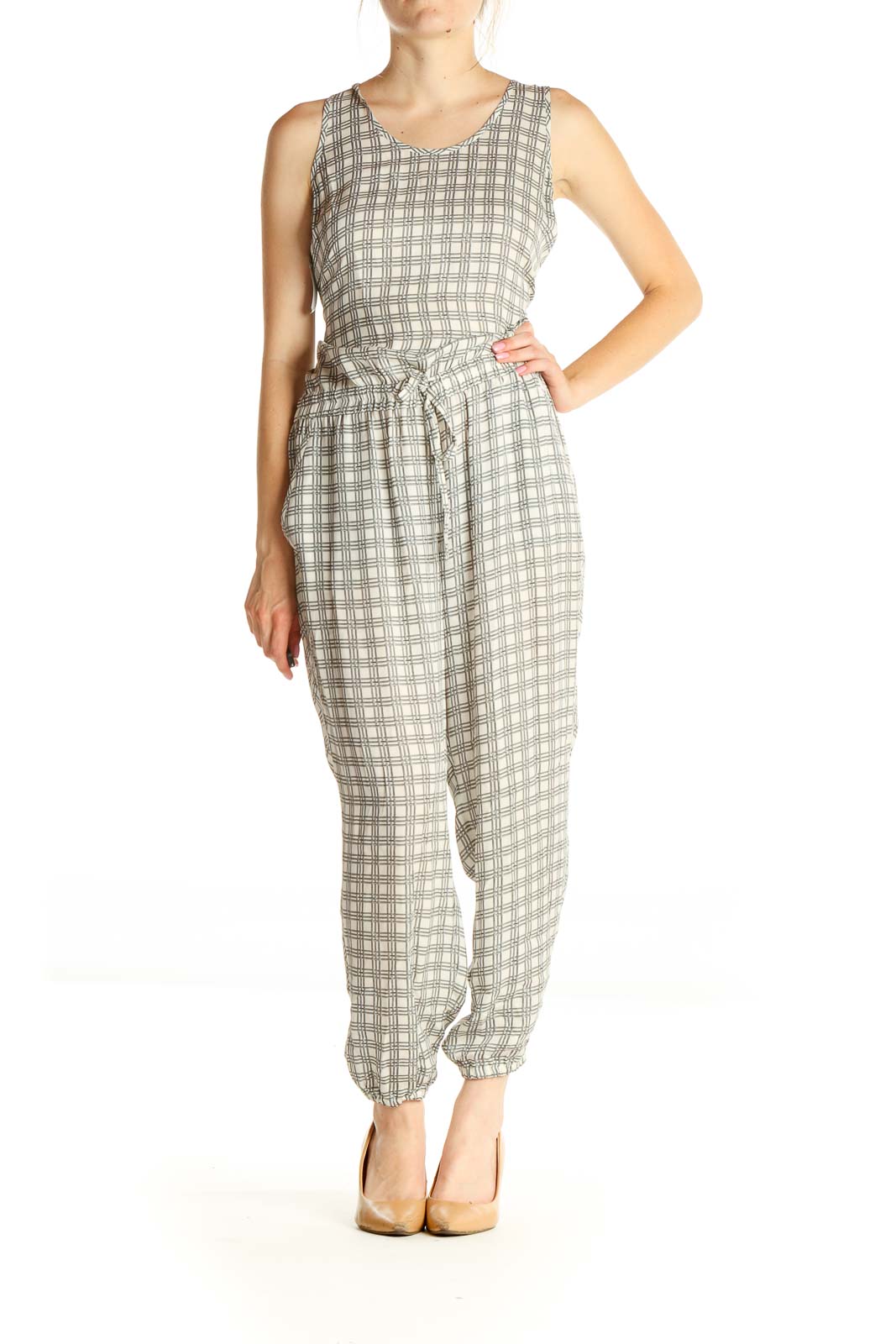 Gray Checkered Jumpsuit