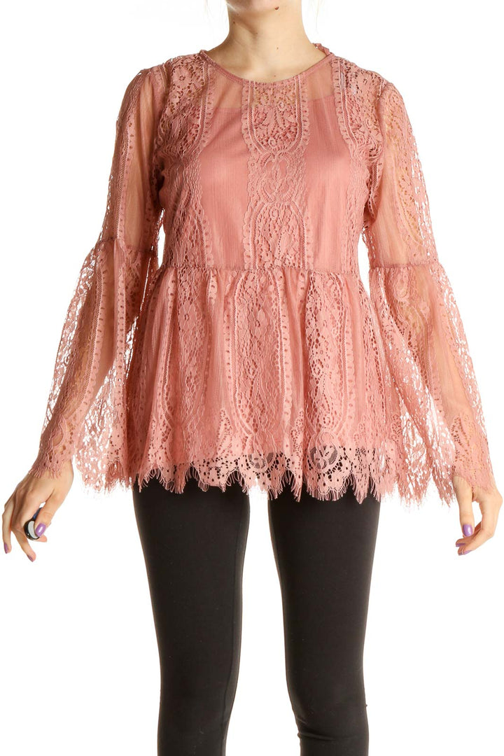 Pink Lace Bohemian Blouse