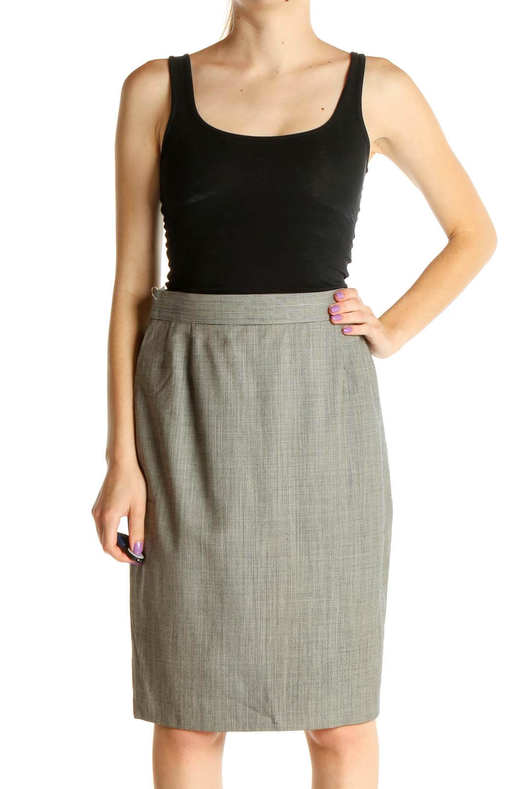 Gray Textured Brunch Pencil Skirt