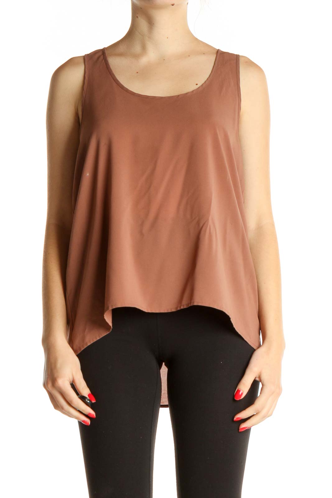 Brown Solid Tank Top