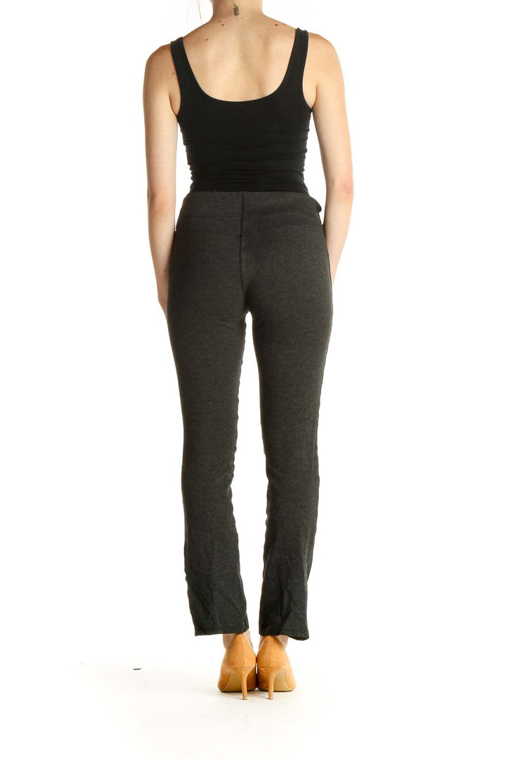 Gray Textured Casual Leggings