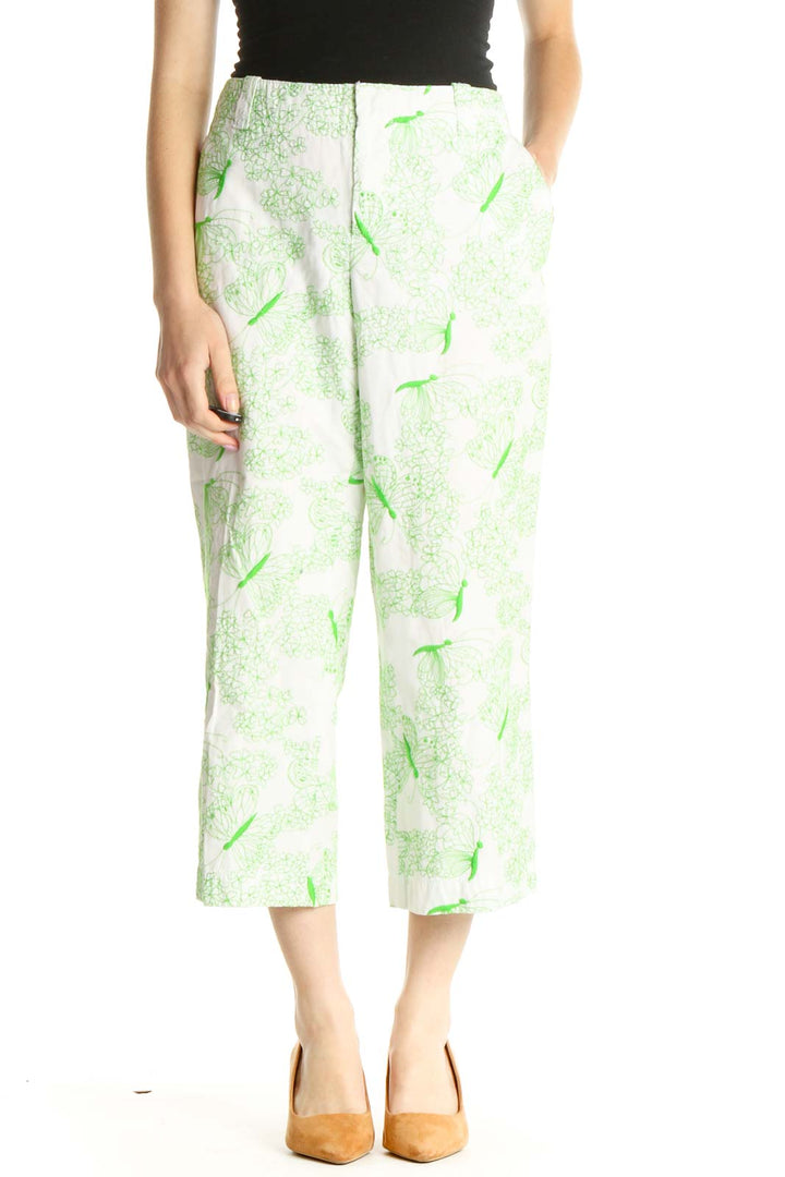 White Printed All Day Wear Culottes Pants