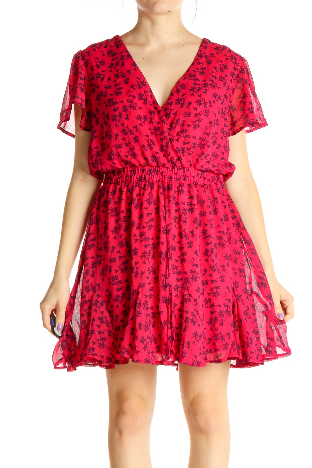 Pink Floral Print Day Fit & Flare Dress Pink Floral Print Day Fit & Flare Dress