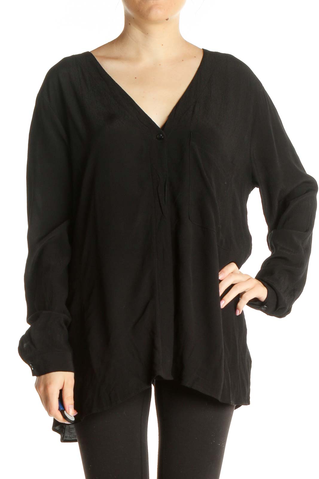 Black Solid All Day Wear Blouse