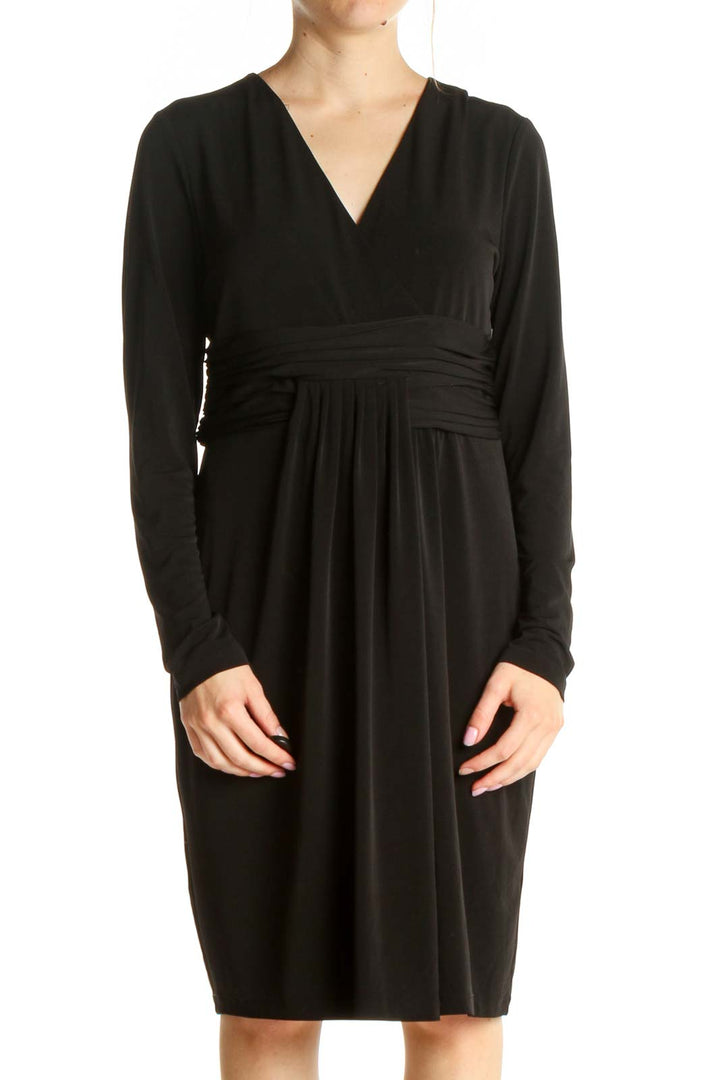 Black Solid Classic Fit & Flare Dress