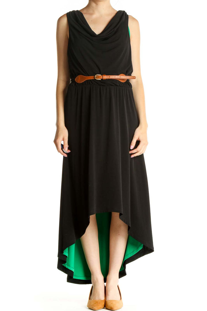 Black Solid Fit & Flare Dress