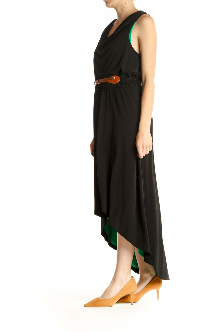 Black Solid Fit & Flare Dress