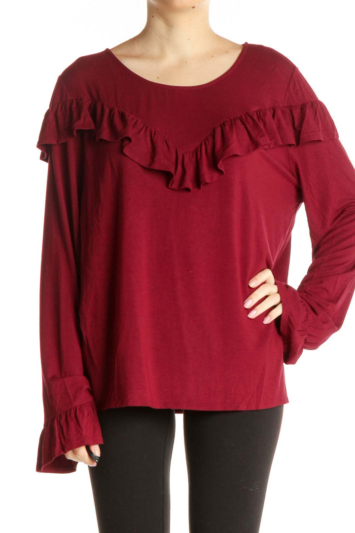 Red Solid All Day Wear Blouse