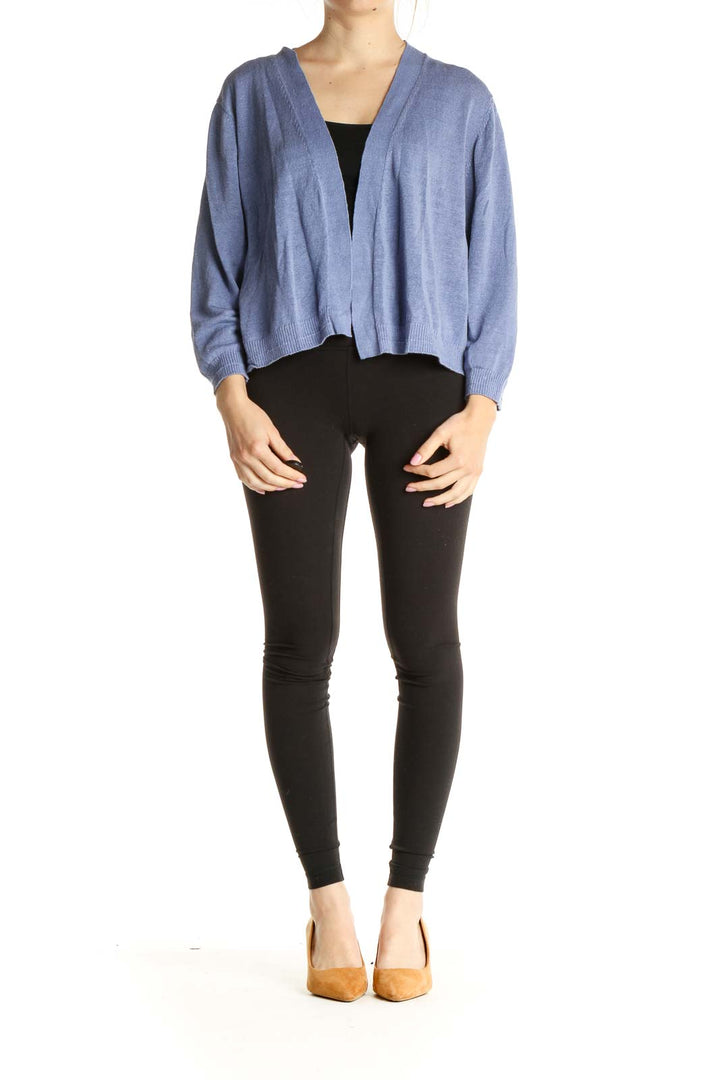 Blue Linen Cardigan