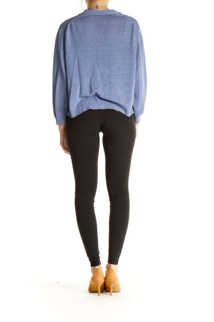 Blue Linen Cardigan