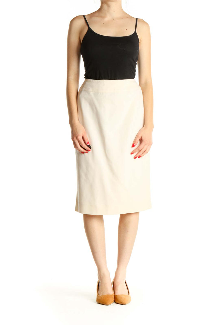 Beige Classic Pencil Skirt