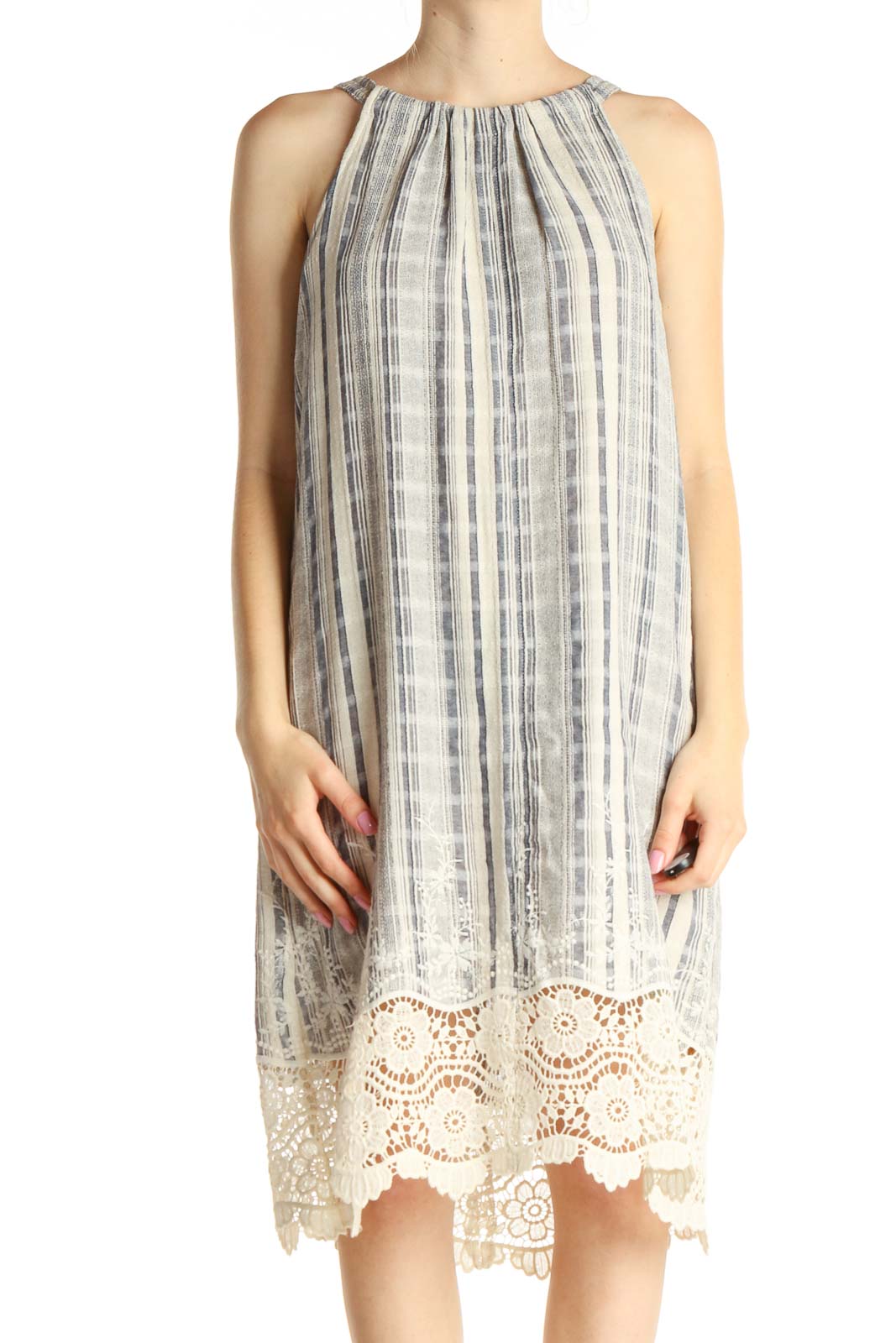 Beige Bohemian Shift Dress