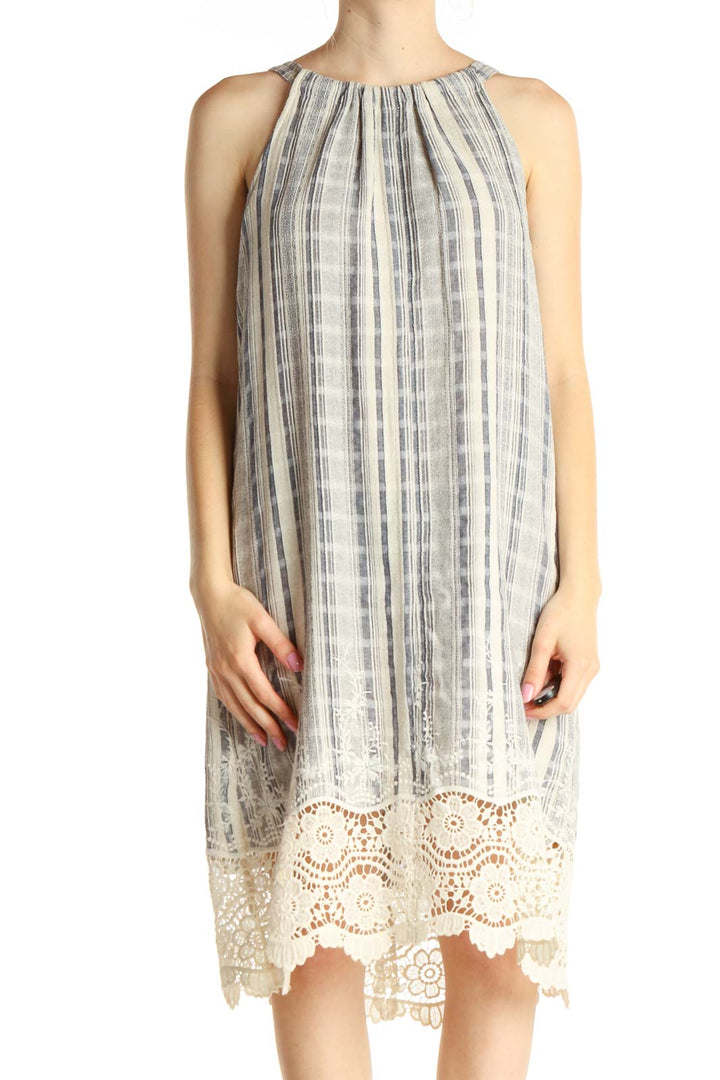 Beige Bohemian Shift Dress