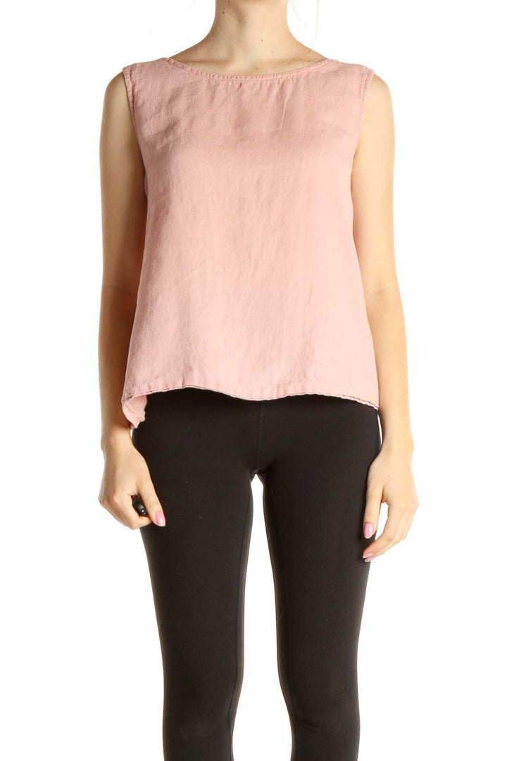 Pink Solid Linen Top