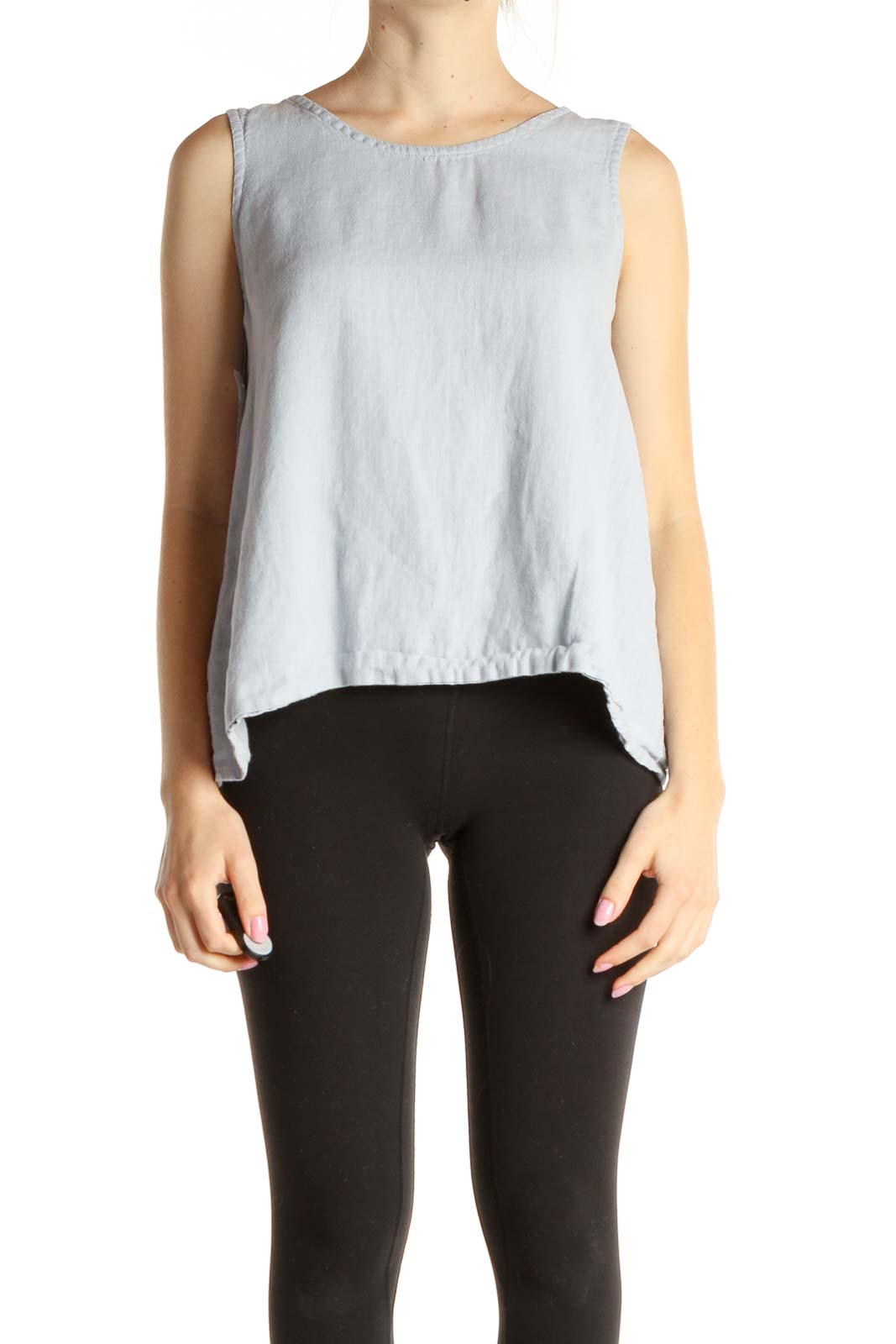 Blue Linen Solid Top