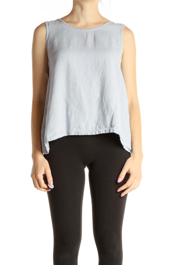 Blue Linen Solid Top