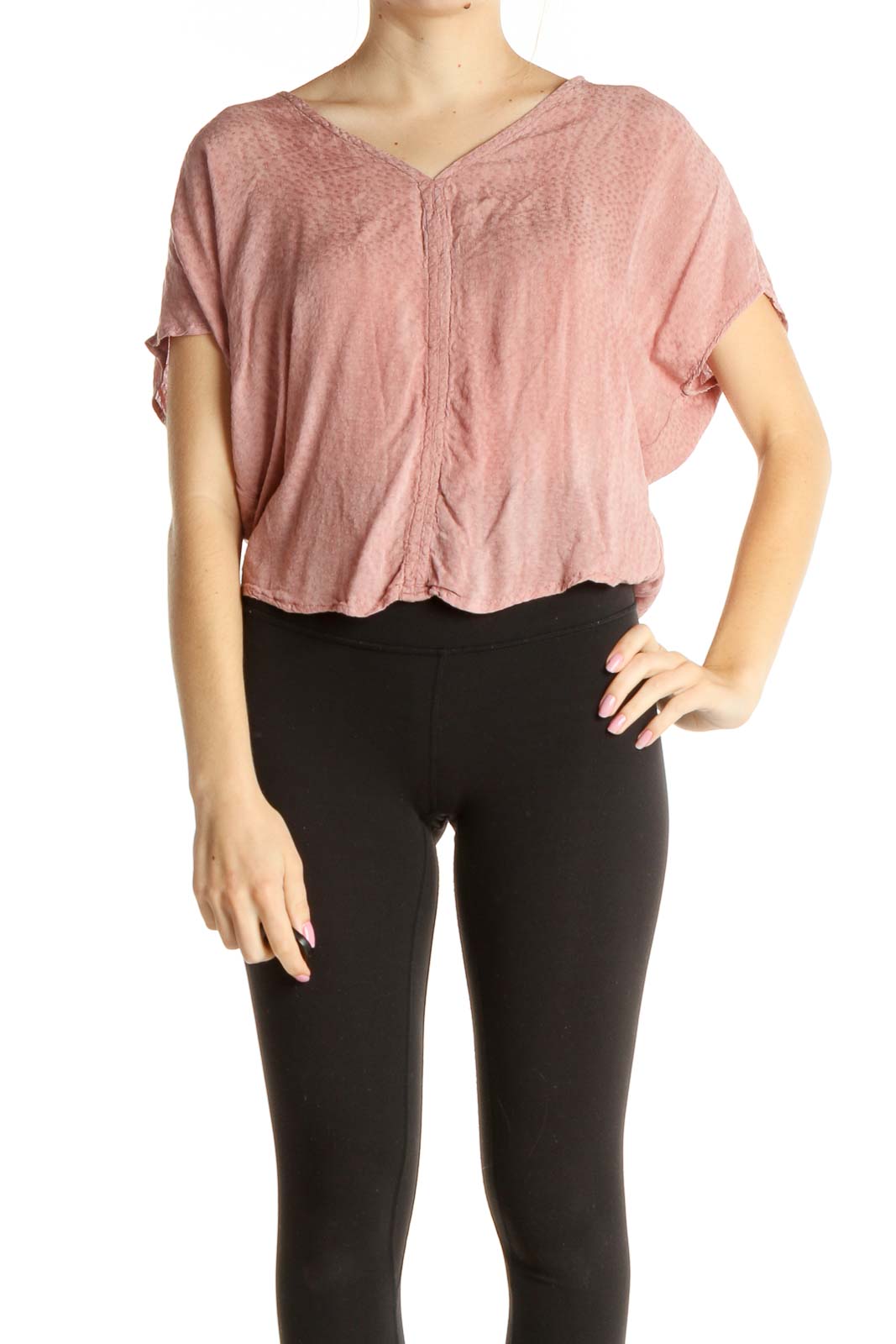 Pink Textured Crop Top