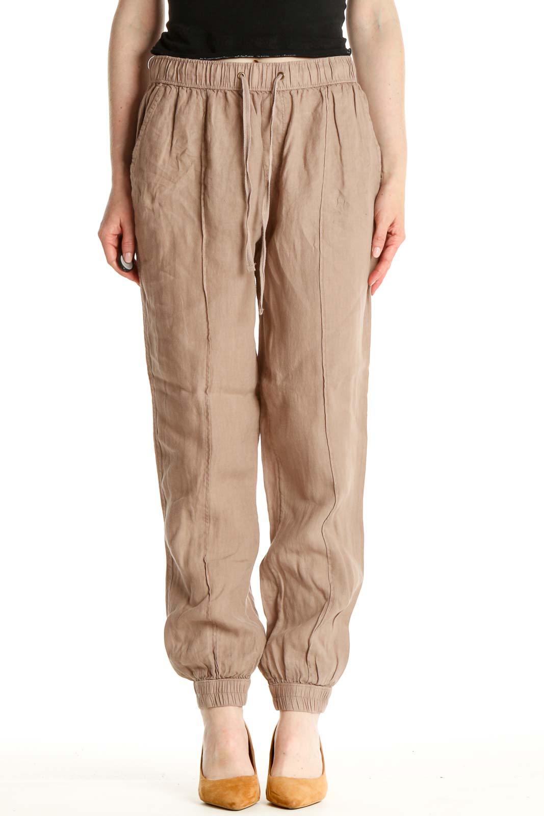 Brown Solid Casual Trousers