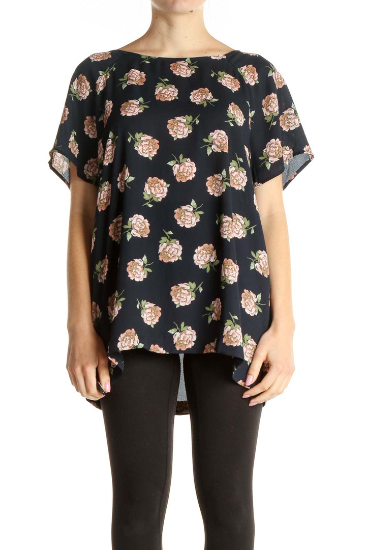 Blue Floral Print Blouse