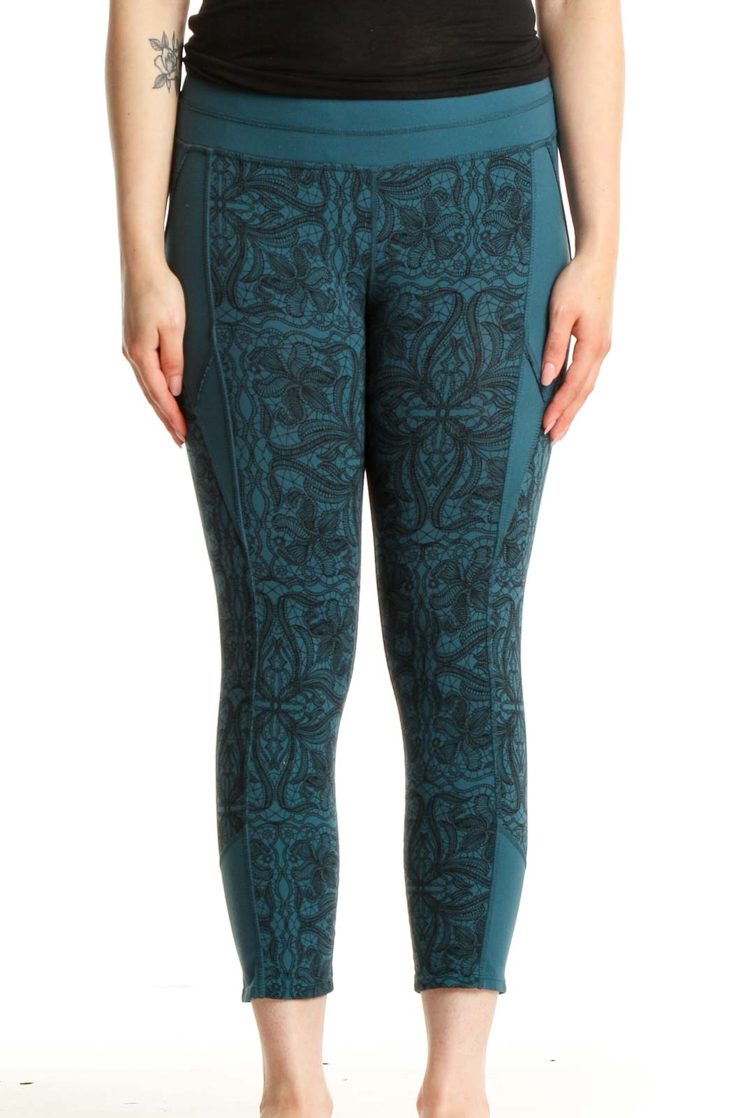 Blue Printed Activewear Leggings