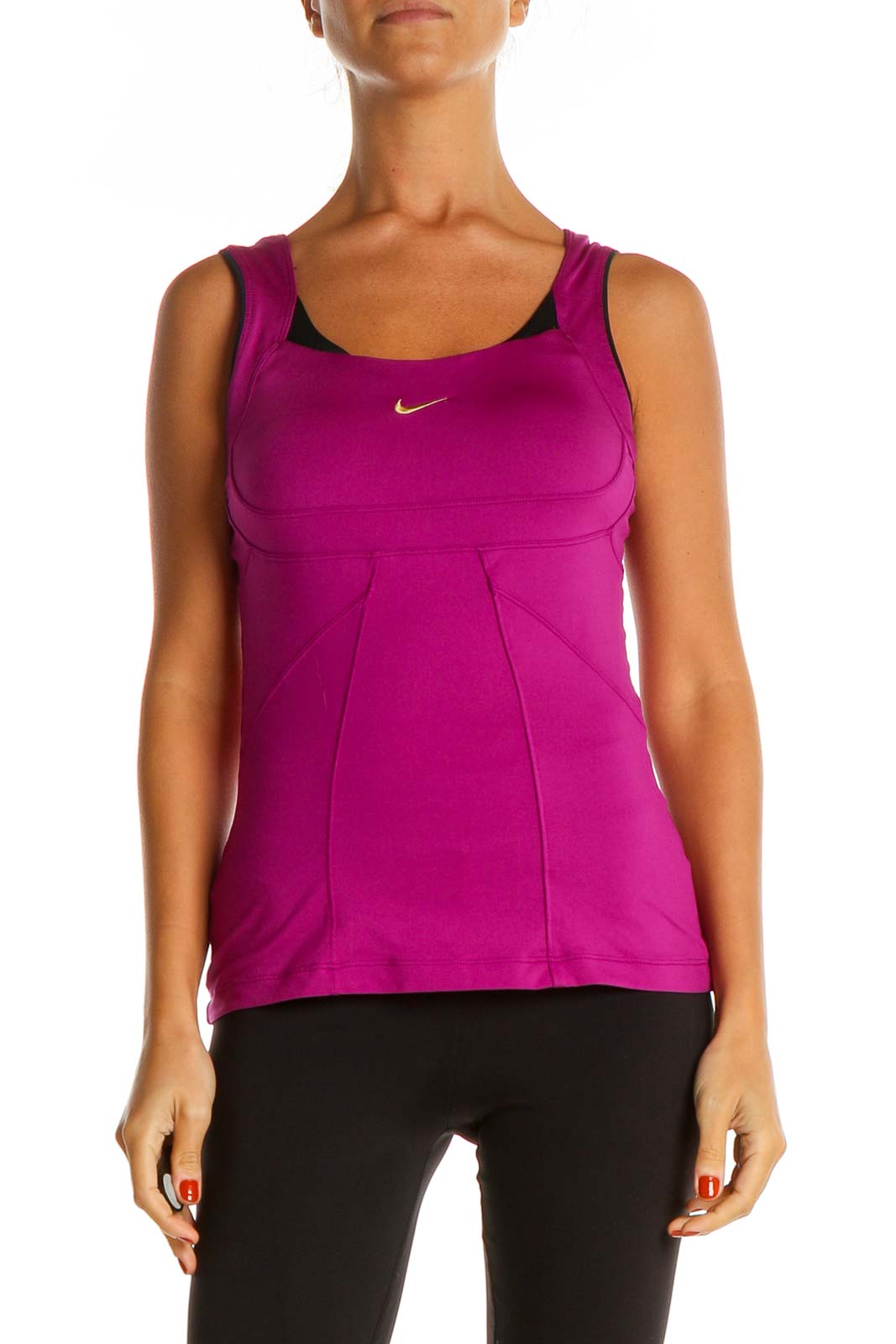 Pink Solid Activewear Tank Top