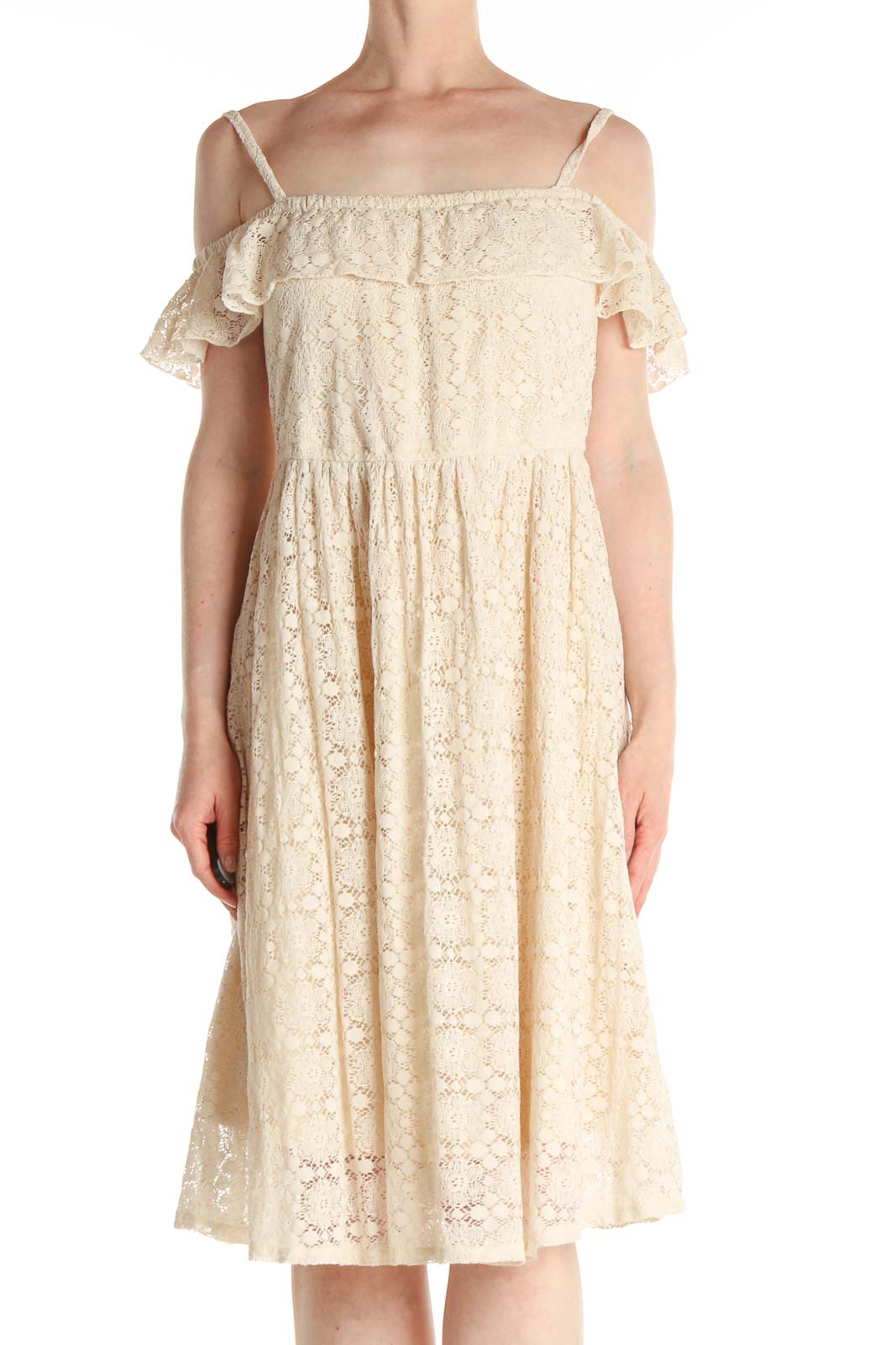 Beige Lace Bohemian Fit & Flare Dress