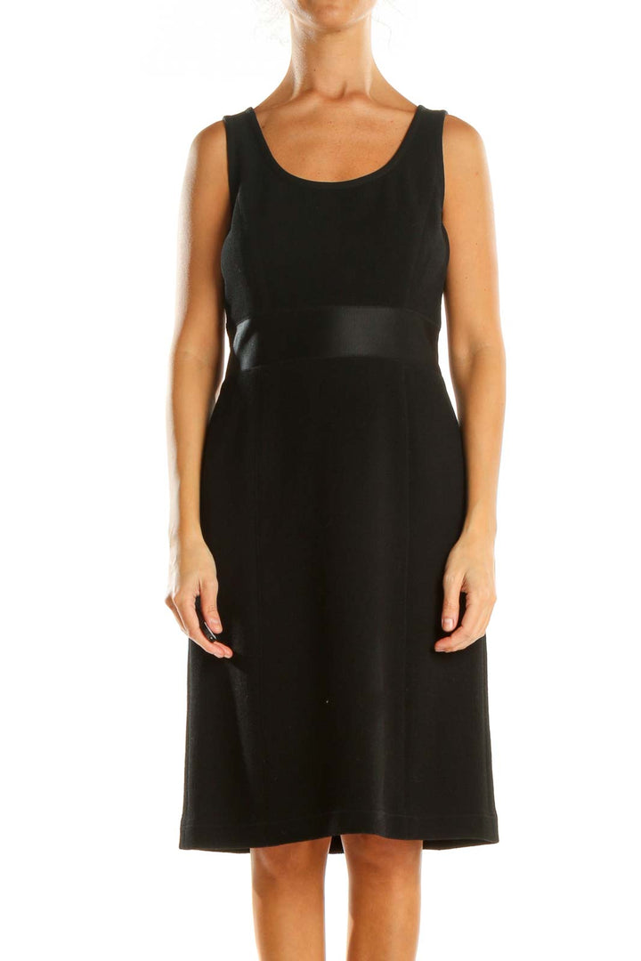 Black Solid Work Fit & Flare Dress