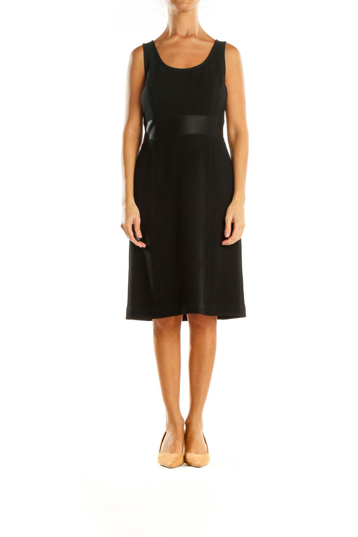 Black Solid Work Fit & Flare Dress