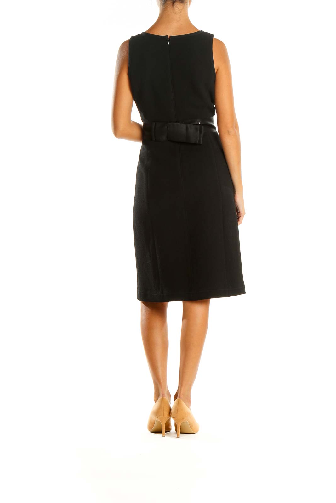 Black Solid Work Fit & Flare Dress