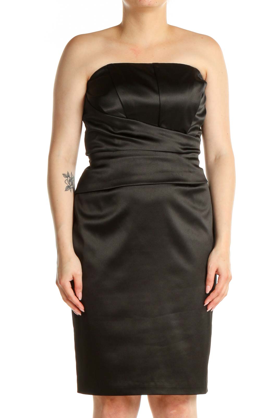 Black Solid Work Sheath Dress