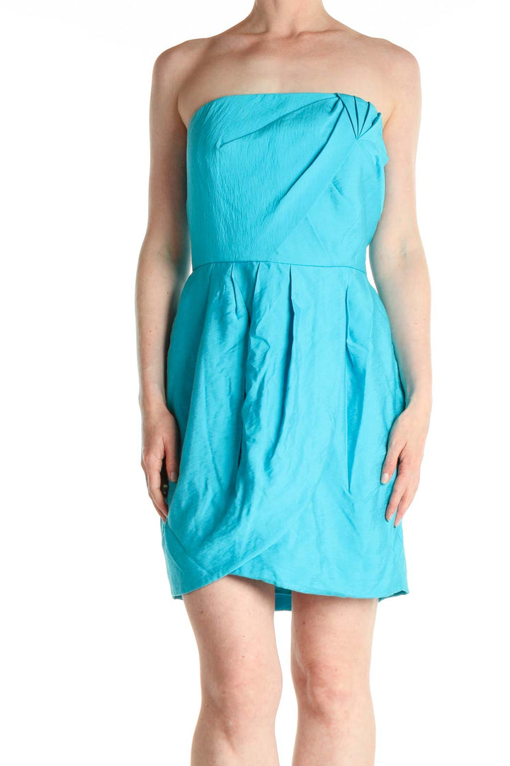 Blue Solid Fit & Flare Dress